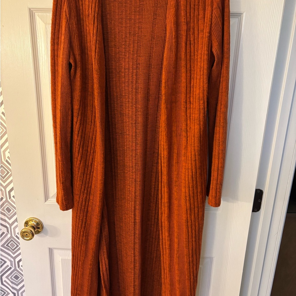Umgee Burnt Orange Ribbed Long Sleeve duster cardigan